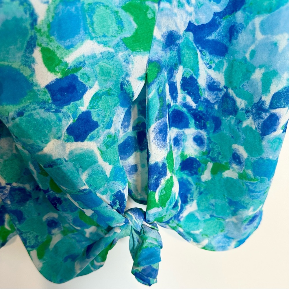 Rachel Zoe Vibrant Blue and Green Side Tie Tank Top - Size: Medium - Picture 6 of 8